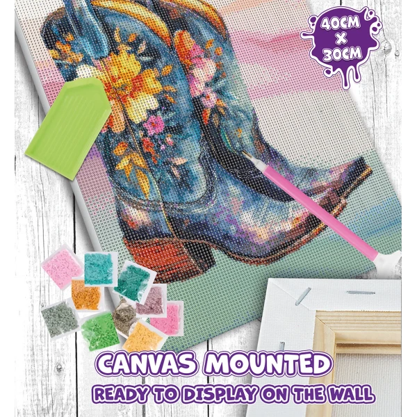 SPLAT PLANET DIAMOND PAINTING KIT ON FRAMED CANVAS 30X40 cm BOOTIFUL BLOOMS