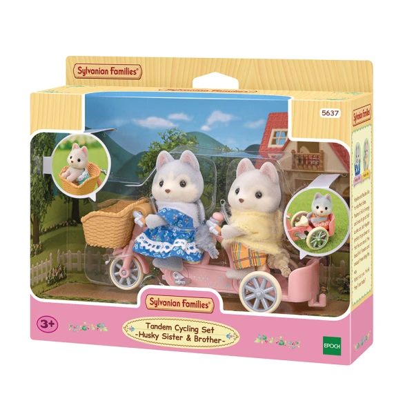 THE SYLVANIAN FAMILIES TANDEM CYCLING SET HUSKY SISTER & BROTHER 5637