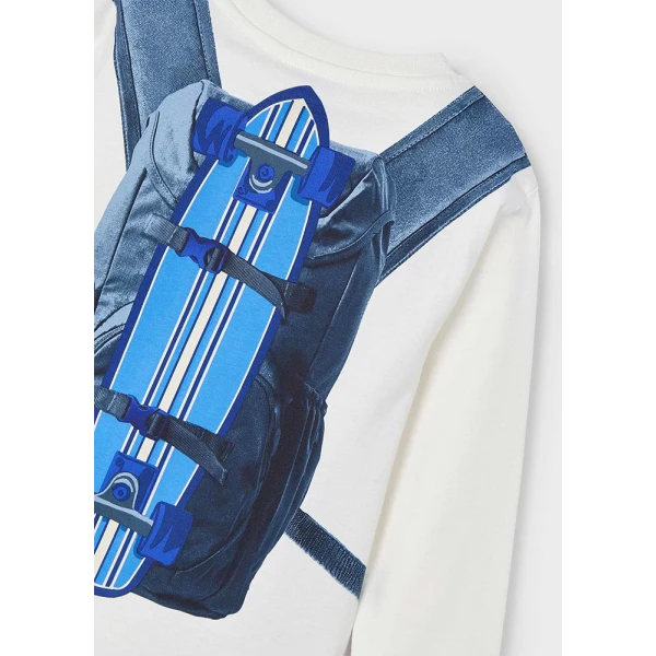 MAYORAL LONG SLEEVES BLOUSE BAG CREAM-BLUE