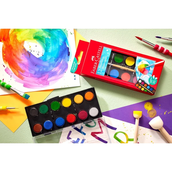 FABER-CASTELL LARGE SET WATERCOLORS 12 COLOURS