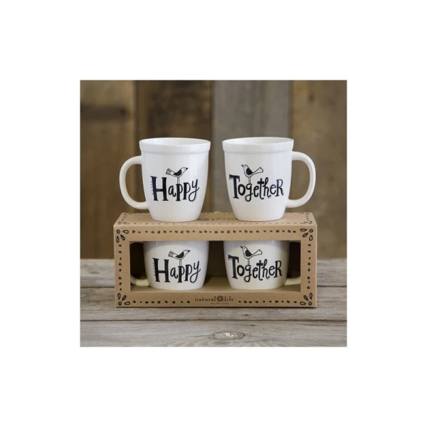 NATURAL LIFE SET 2 MUGS 440ml HAPPY-TOGETHER