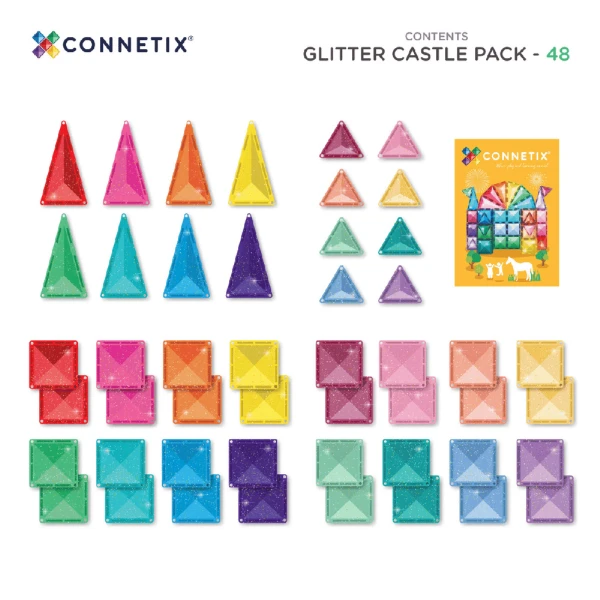 CONNETIX ΜΑΓΝΗΤΙΚΑ ΤΟΥΒΛΑΚΙΑ GLITTER CASTLE 48 τεμ.