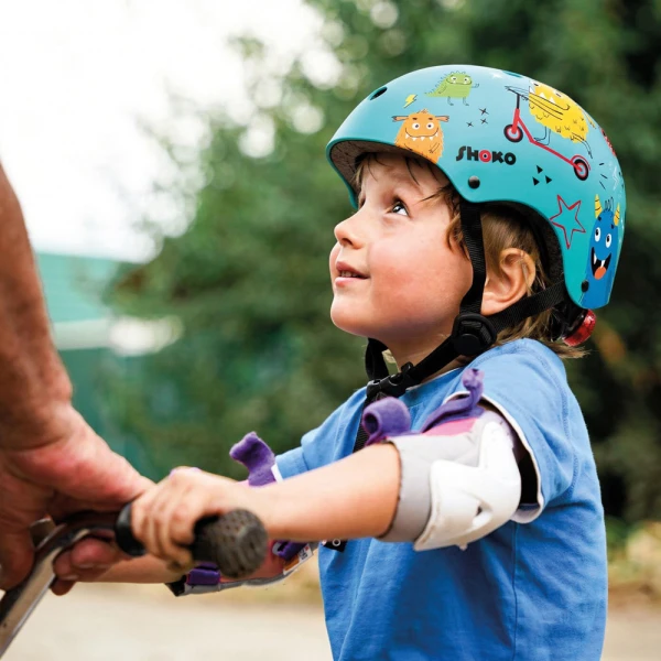 SHOKO PROTECTIVE HELMET WITH LIGHT - MINTY MONSTERS