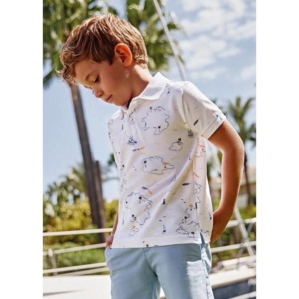 MAYORAL SHORT SLEEVE POLO PRINTED WHITE