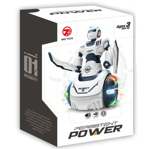 BATTERY OPERATED ROBOT 22 cm WITH SWORD AND SHIELD - 2 COLOURS