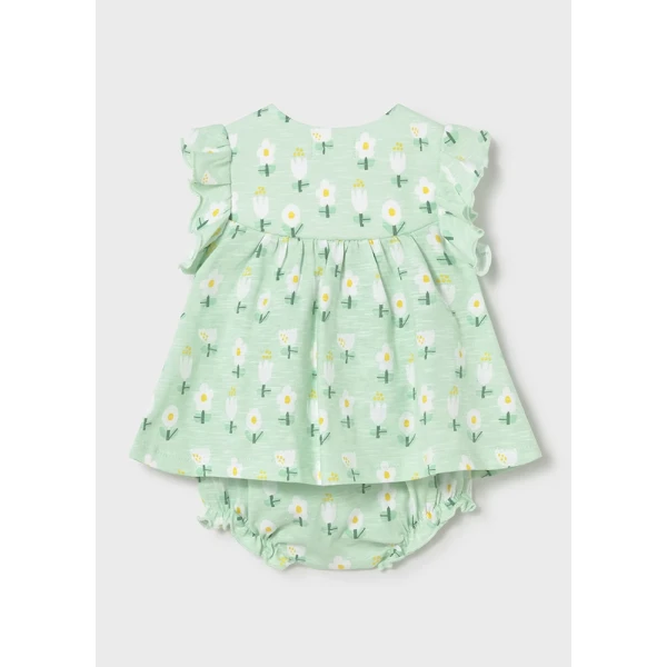 MAYORAL DRESS COTTON JERSEY PRINTED SEAWEED GREEN