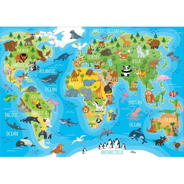 EDUCA ΠΑΖΛ 150 τεμ. ANIMALS WORLD MAP