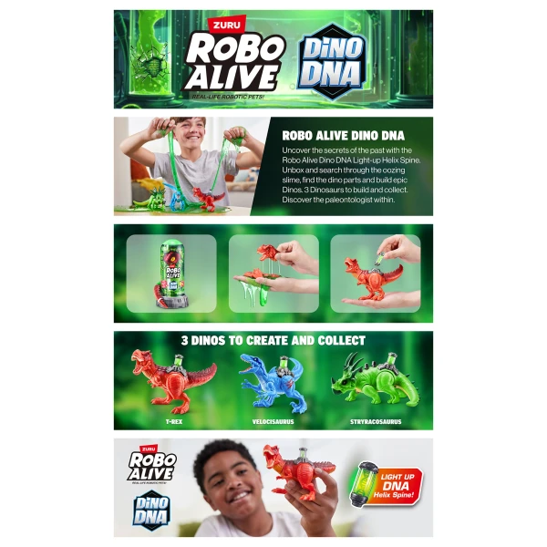 ZURU ROBO ALIVE DINOSAUR DINO DNA - 3 DESIGNS