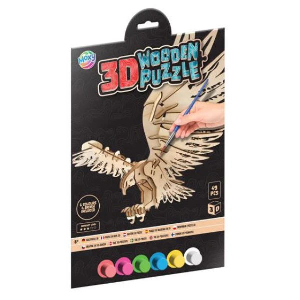 ΞΥΛΙΝΟ 3D PUZZLE, 6 ΧΡΩΜΑΤΑ & ΠΙΝΕΛΟ - 3 ΣΧΕΔΙΑ