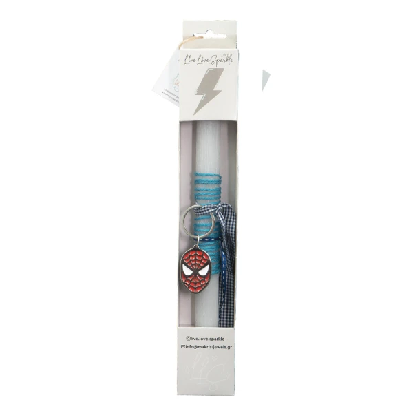 AROMATIC SQUARE EASTER CANDLE 30 cm WITH KEYCHAIN 4 cm SPIDER FACE