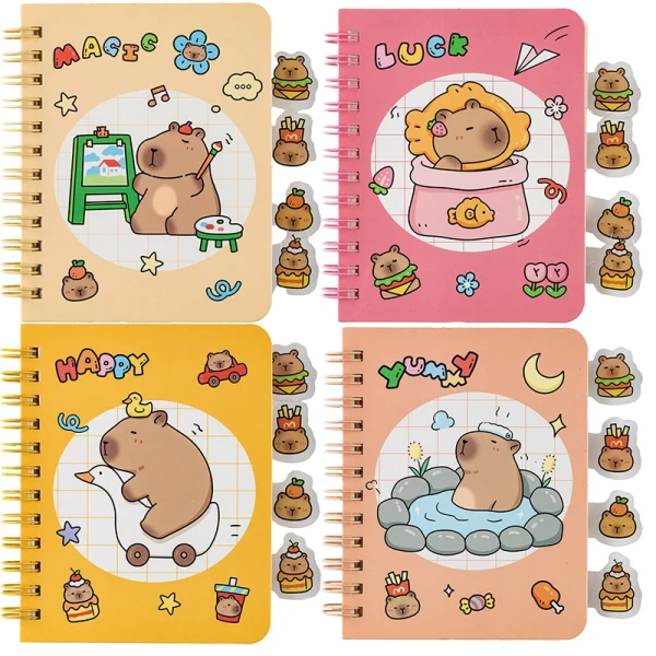 NOTEBOOK 8.7X11.3 cm 64 SHEETS CAPYBARA - 4 DESIGNS