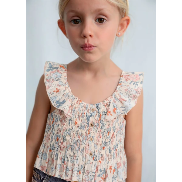 MAYORAL TOP CRINKLED PRINTED SALMON 