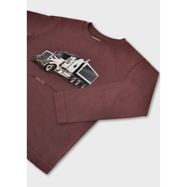 MAYORAL LONG-SLEEVE T-SHIRT TRUCK PLUM 