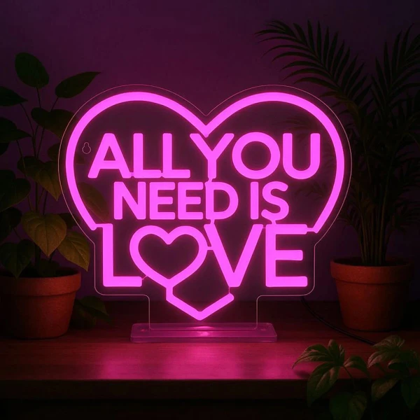LEGAMI NEON EFFECT LED ΠΙΝΑΚΙΔΑ - IT\'S A SIGN - ALL YOU NEED IS LOVE