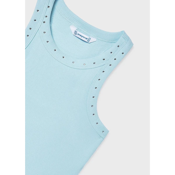 MAYORAL BLOUSE BRACES RIBBED LIGHT BLUE 