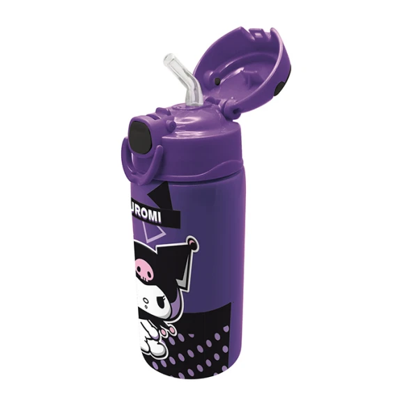 INSULATED WATER BOTTLE 450ml WITH BUILT-IN STRAW POP ART KUROMI
