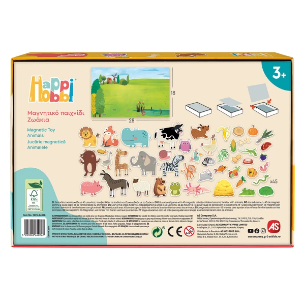 HAPPIHOBBI ANIMALS 45 EDUCATIONAL PAPER MAGNETS FOR AGES 3+