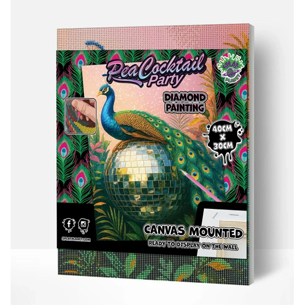 SPLAT PLANET DIAMOND PAINTING KIT ON FRAMED CANVAS 40X30 cm PEACOCKTAIL PARTY