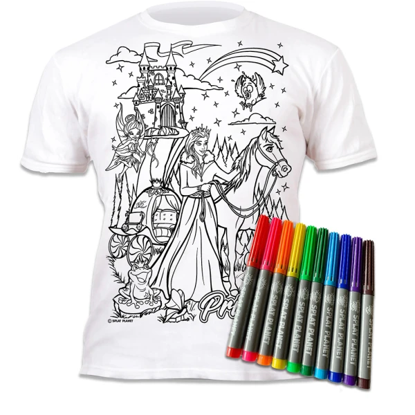 SPLAT PLANET WASHABLE COLOURING T-SHIRT PRINCESS WITH MARKERS (3-4 YEARS)