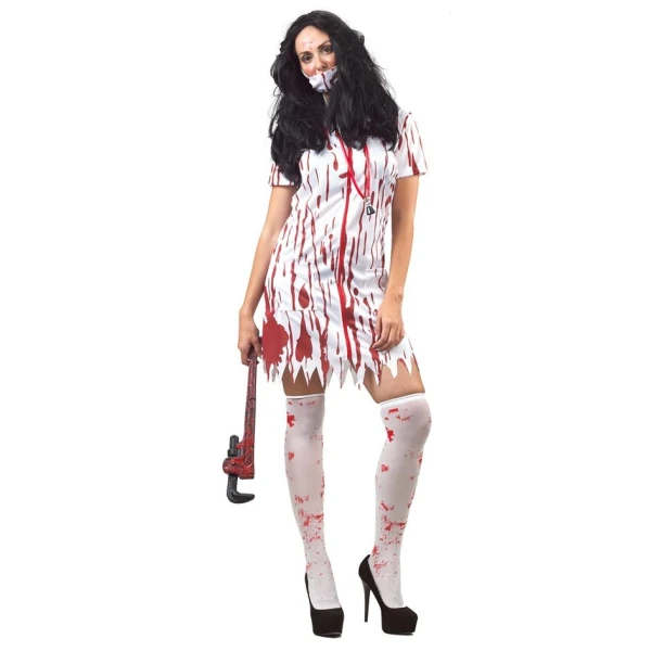 CARNIVAL COSTUME NURSE WITH BLOOD ONE SIZE