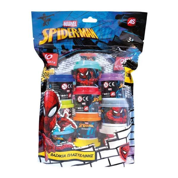 AS SET 10 DOUGH JARS IN BAG SPIDERMAN EVERGREEN