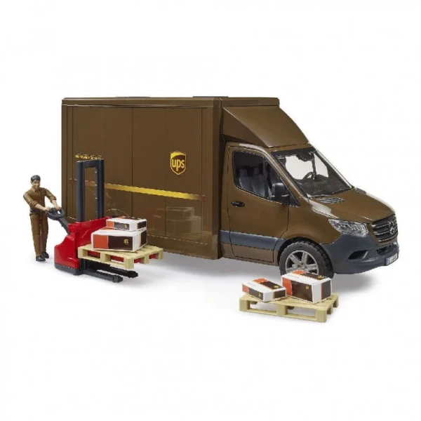 BRUDER VAN MERCEDES BENZ UPS WITH DRIVER AND LIFT