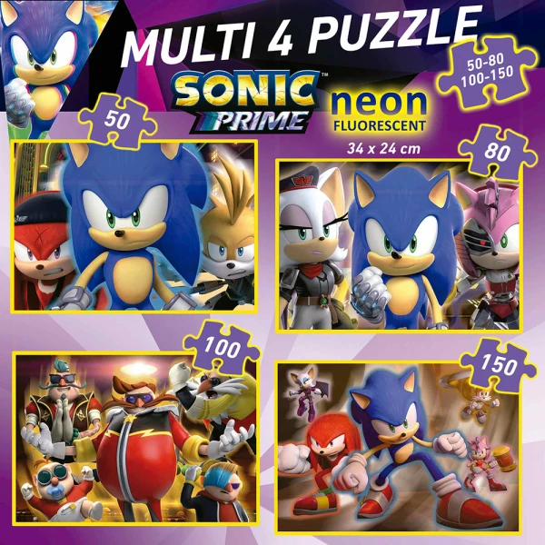 EDUCA ΣΕΤ 4 ΠΑΖΛ 50-80-100-150 τεμ. SONIC PRIME NEON