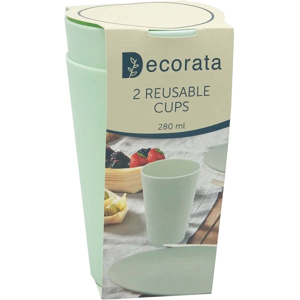 REUSABLE CUPS 280ml 2 pcs MINT PASTEL