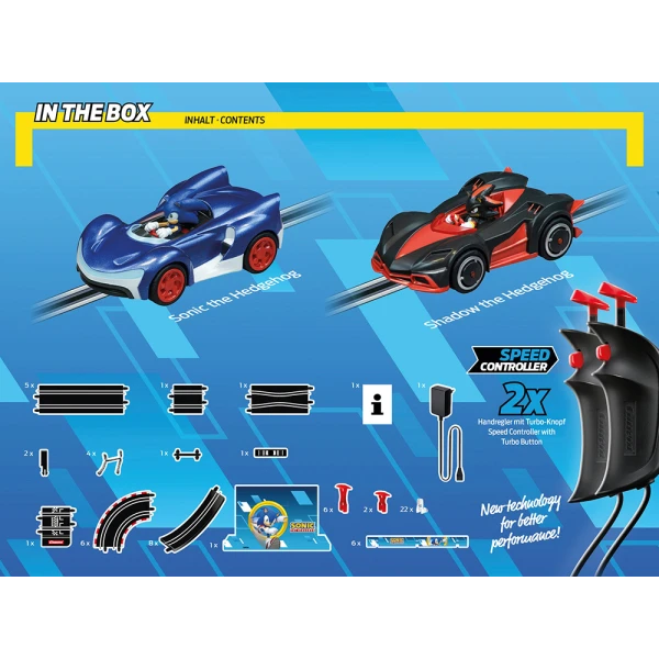 CARRERA GO!!! SET RACE WITH TWO CARS 1:43 SONIC THE HEDGEHOG 4.9m