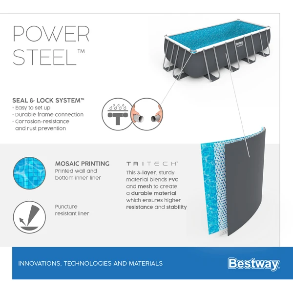 BESTWAY RECTANGULAR POOL SET 549X274X122 cm STEEL PRO MAX
