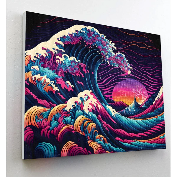 SPLAT PLANET GREAT WAVE DIAMOND PAINTING KIT ON FRAMED CANVAS 30X40 cm 