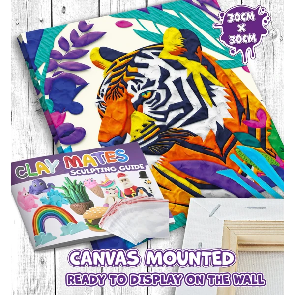 SPLAT PLANET MESS-FREE PAINT KIT WITH CLAY TIGER CANVAS MOUNTED