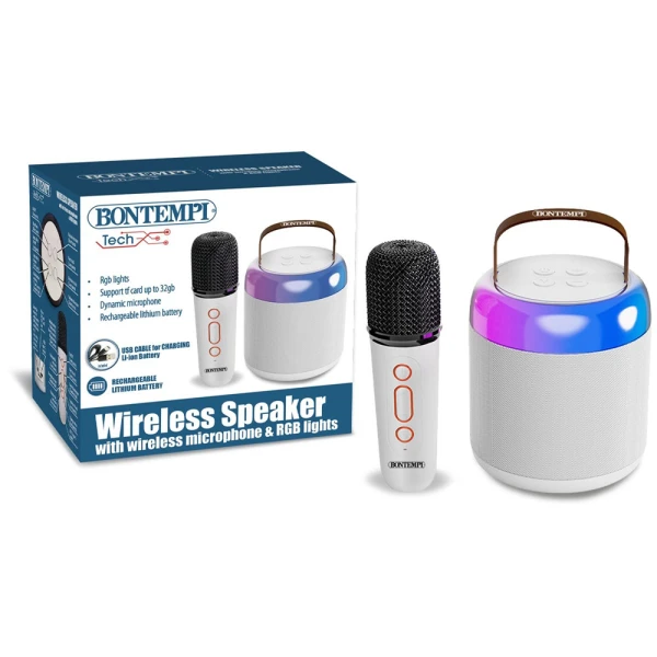 BONTEMPI WIRELESS SPEAKER WITH MICROPHONE AND RGB LIGHTS