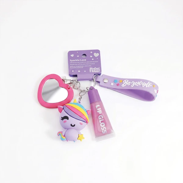 HAPPIHOBBI KEYCHAIN WITH LIP GLOSS & UNICORN FIGURE - 2 DESIGNS