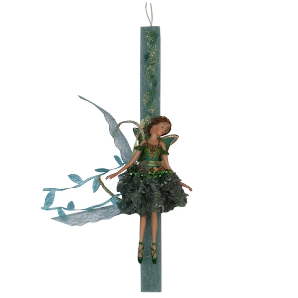 UNIKER HANDMADE CANDLE FAIRIES WITH WINGS LIGHT BLUE & PETROL - 2 DESIGNS