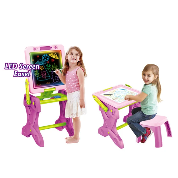 2 IN 1 PINK DESK PAINTING BOARD THAT LIGHTS UP 