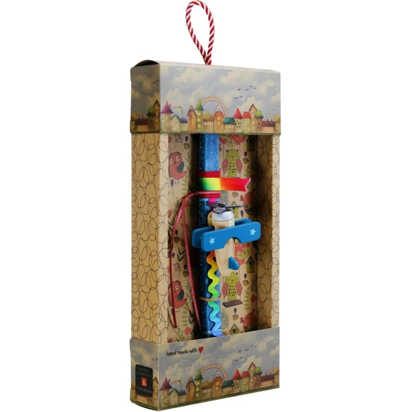 SYNCHRONIA HANDMADE CANDLE 30 cm WOODEN AIRPLANE PETROL