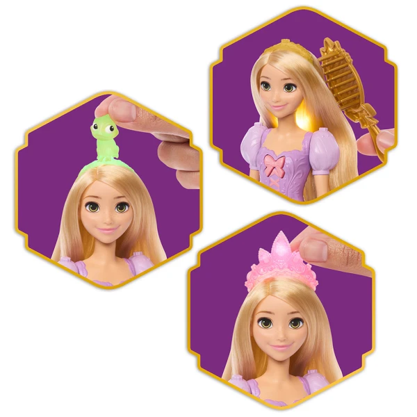 DISNEY PRINCESS ΚΟΥΚΛΑ ΡΑΠΟΥΝΖΕΛ ΜΕ ΜΑΛΛΙΑ ΠΟΥ ΛΑΜΠΟΥΝ