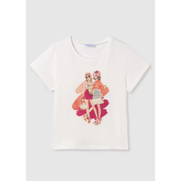 MAYORAL SHORT SLEEVES BLOUSE GRAPHIC ECRU