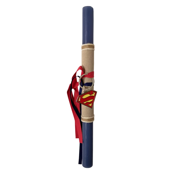 AROMATIC BEIGE CANDLE 30 cm WITH SUPER HERO KEYRING 