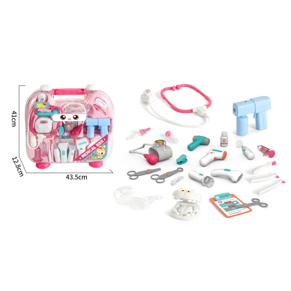 DOCTOR\'S SET ΙΝ CARRYING CASE PINK WITH LIGHTS AND SOUNDS
