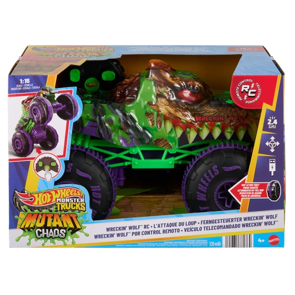 HOT WHEELS MONSTER TRUCKS ΤΗΛΕΚΑΤΕΥΘΥΝΟΜΕΝΟ ΟΧΗΜΑ - WRECKIN\' WOLF