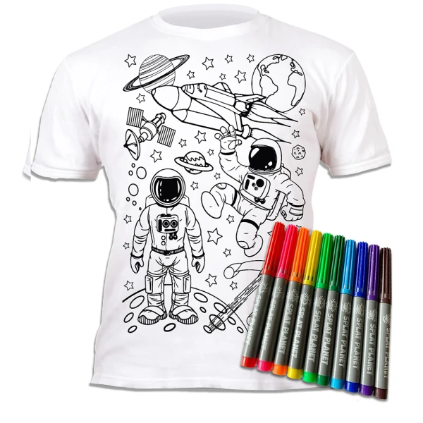SPLAT PLANET WASHABLE COLOURING T-SHIRT SPACE WITH MARKERS (7-8 YEARS)
