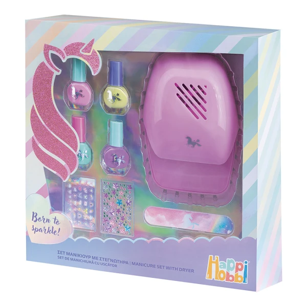 HAPPIHOBBI MANICURE SET WITH DRYER FOR AGES 6+ 