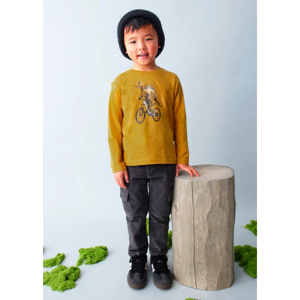 MAYORAL LONG-SLEEVE T-SHIRT DINO MUSTARD 