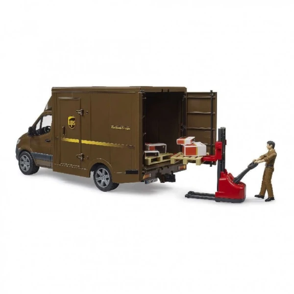 BRUDER VAN MERCEDES BENZ UPS WITH DRIVER AND LIFT