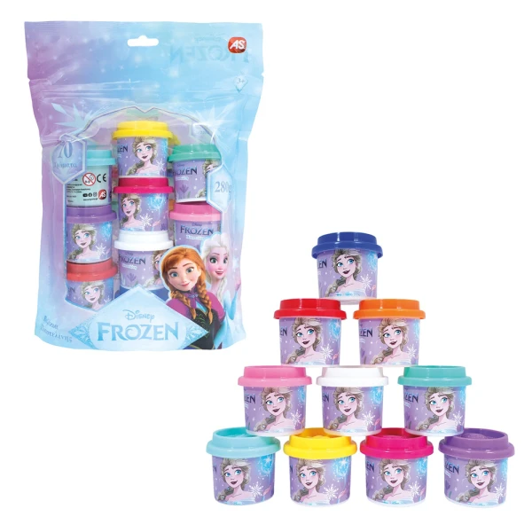 AS DOUGH DISNEY FROZEN POLYBAG WITH 10 POTS AND MOLD CUPS 280gr FOR AGES 3+
