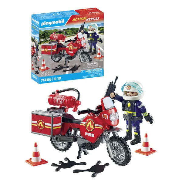 PLAYMOBIL CITY ACTION FIRE MOTORCYCLE & OIL SPILL INCIDENT