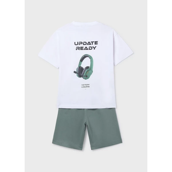 MAYORAL SET COTTON JERSEY PRINT BEHIND LIGHT GREEN