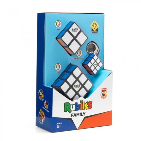 FAMILY PACK RUBIK\'S CUBE 3X3 KEYCHAIN-2X2 MINI-3X3 CLASSIC